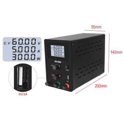 NICE POWER Adjustable DC Switching Power Supply 0-60V 0-5A - BLACK